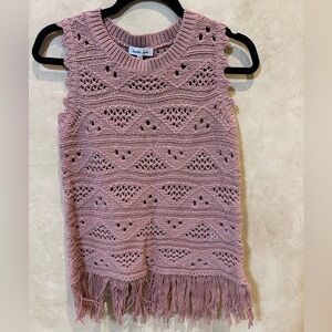 Another Love Dusty Pink Knit Top whimsical boho fringe size small